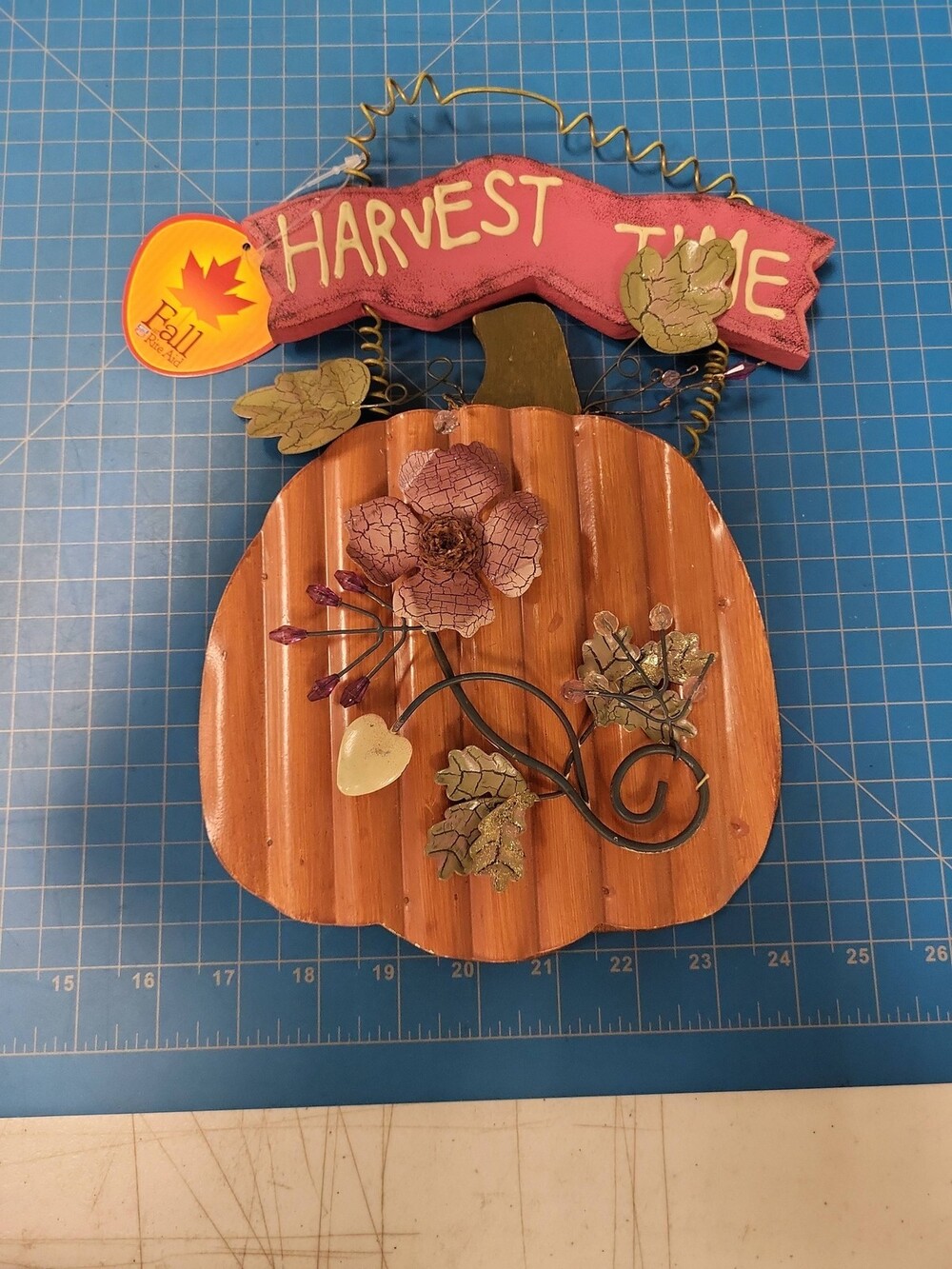 Rite Aid Fall Harvest Time Pumpkin Wall Decor Metal Wood Plaque Thanksgiving Sig